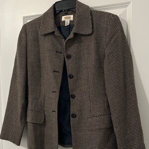 Talbots Women's Houndstooth Blazer in Black and Brown